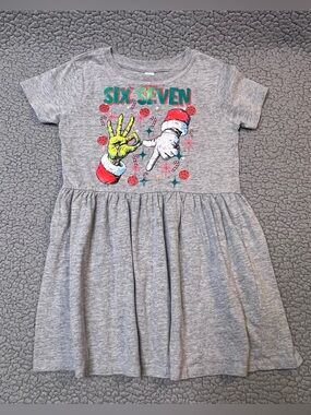 Rabbit Skins Short Sleeve Dress 67 Theme Little Girls Size 4 Gray Green